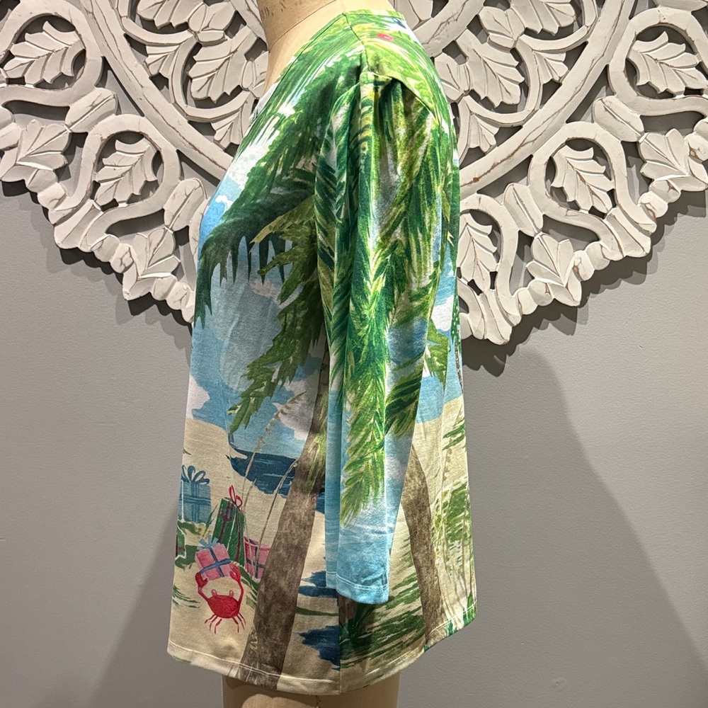 Vintage Coral Bay Christmas Lighthouse Tropical Print Women's Top XL excellent - Picture 3 of 11